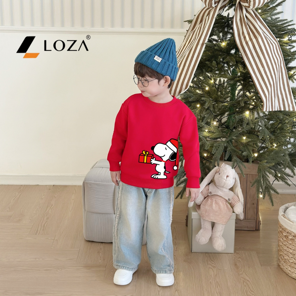 Áo nỉ Noel bé trai hình Cún Snoopy đội mũ Noel - Loza Kids G0431_thumbnail_9