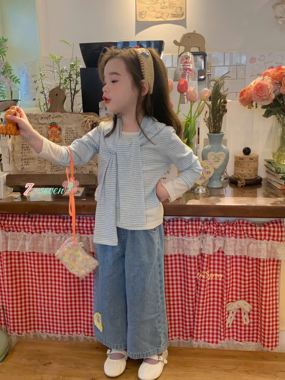 (H45) Áo thun mỏng kẻ xanh Seven