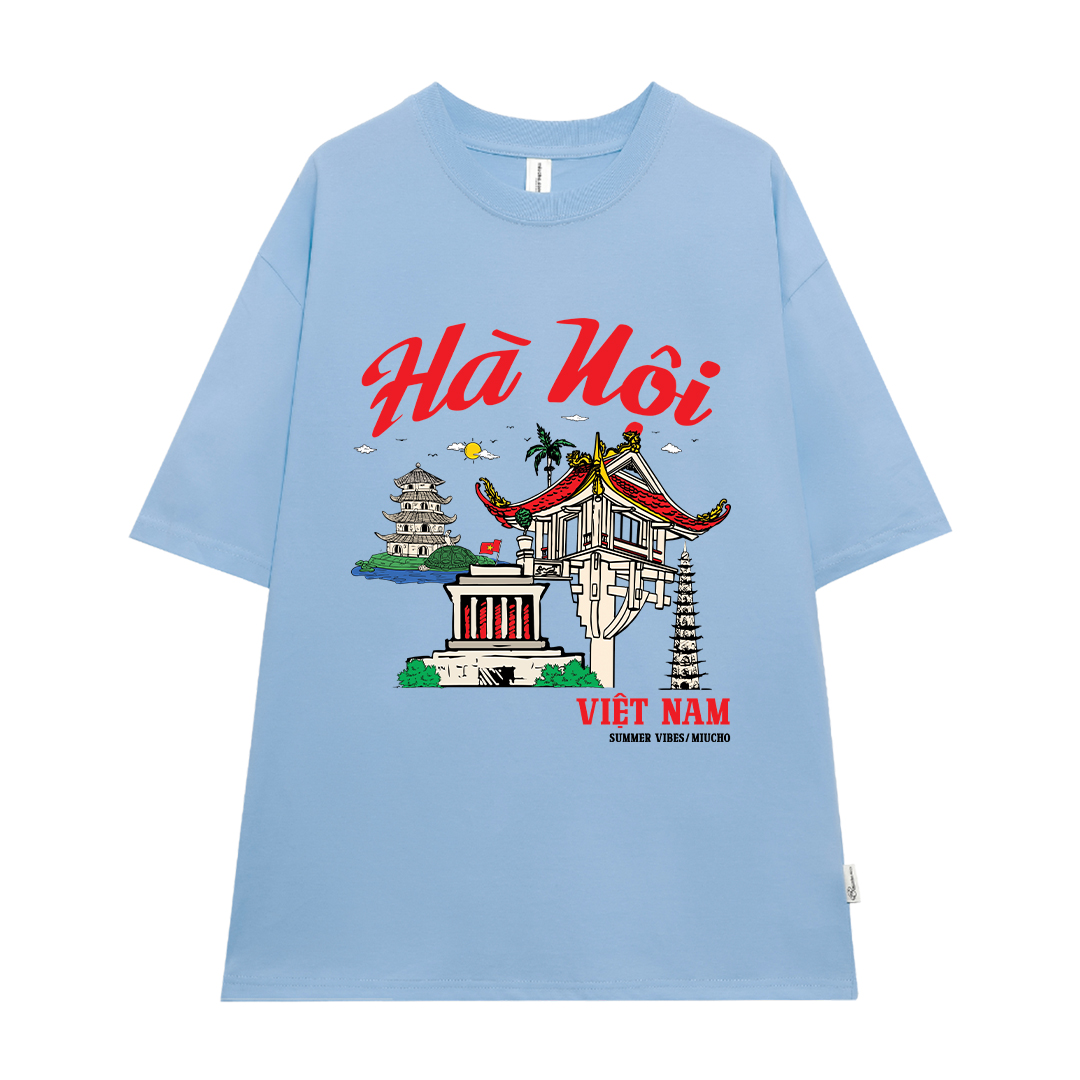 Áo thun du lịch Hà Nội ATD1264 Miucho vải cotton thoáng mát in mix_thumbnail_13