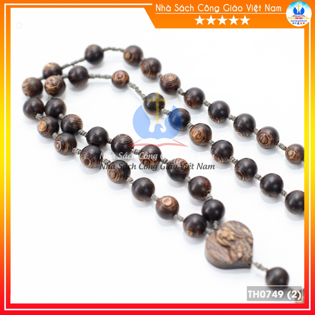 Chuôi Mân Côi 50 trầm hương 6ly TH0749- Tràng hạt gỗ trầm sánh chìm - Quà tặng Công Giáo_thumbnail_5