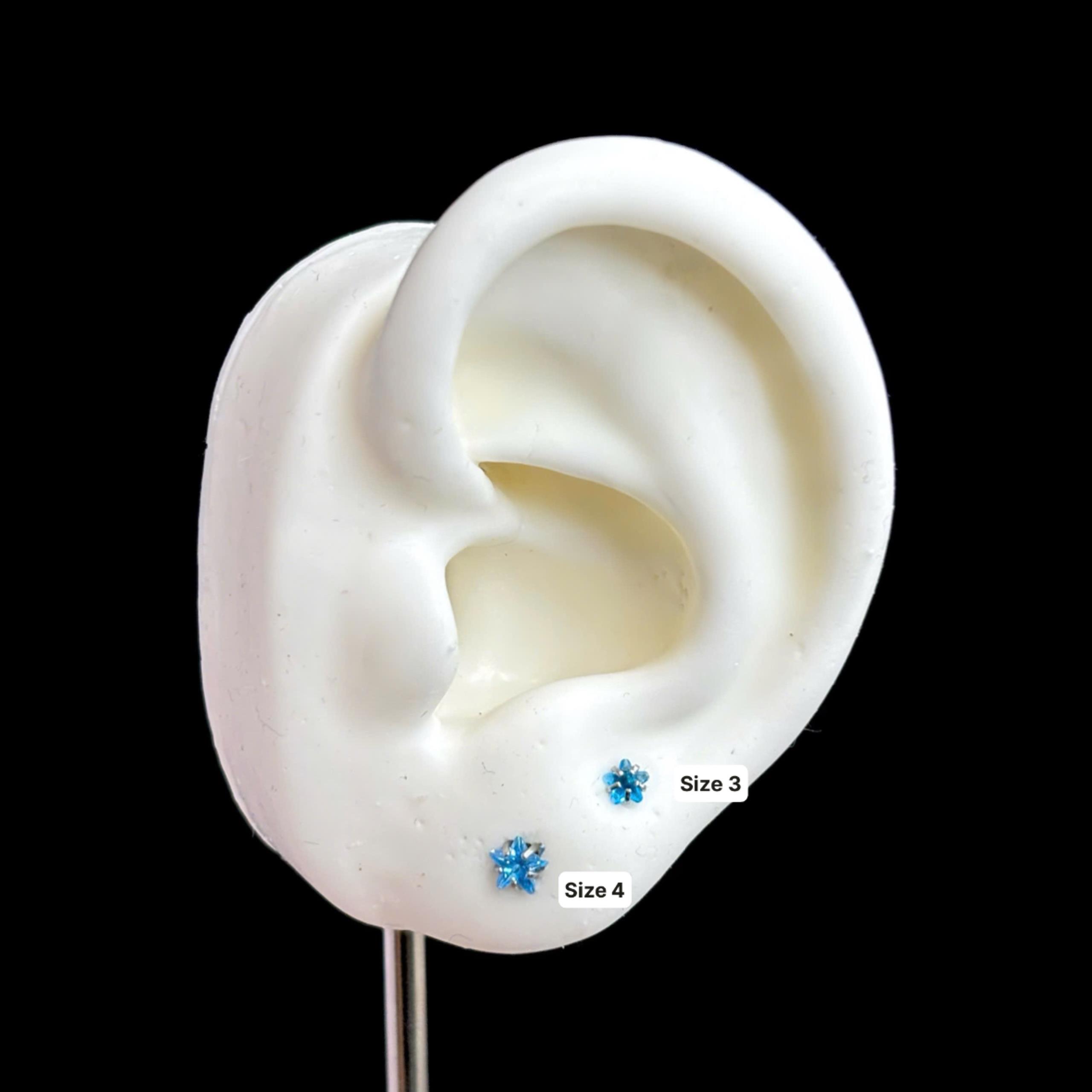 Khuyên kiểu kim cương sao xanh 4mm