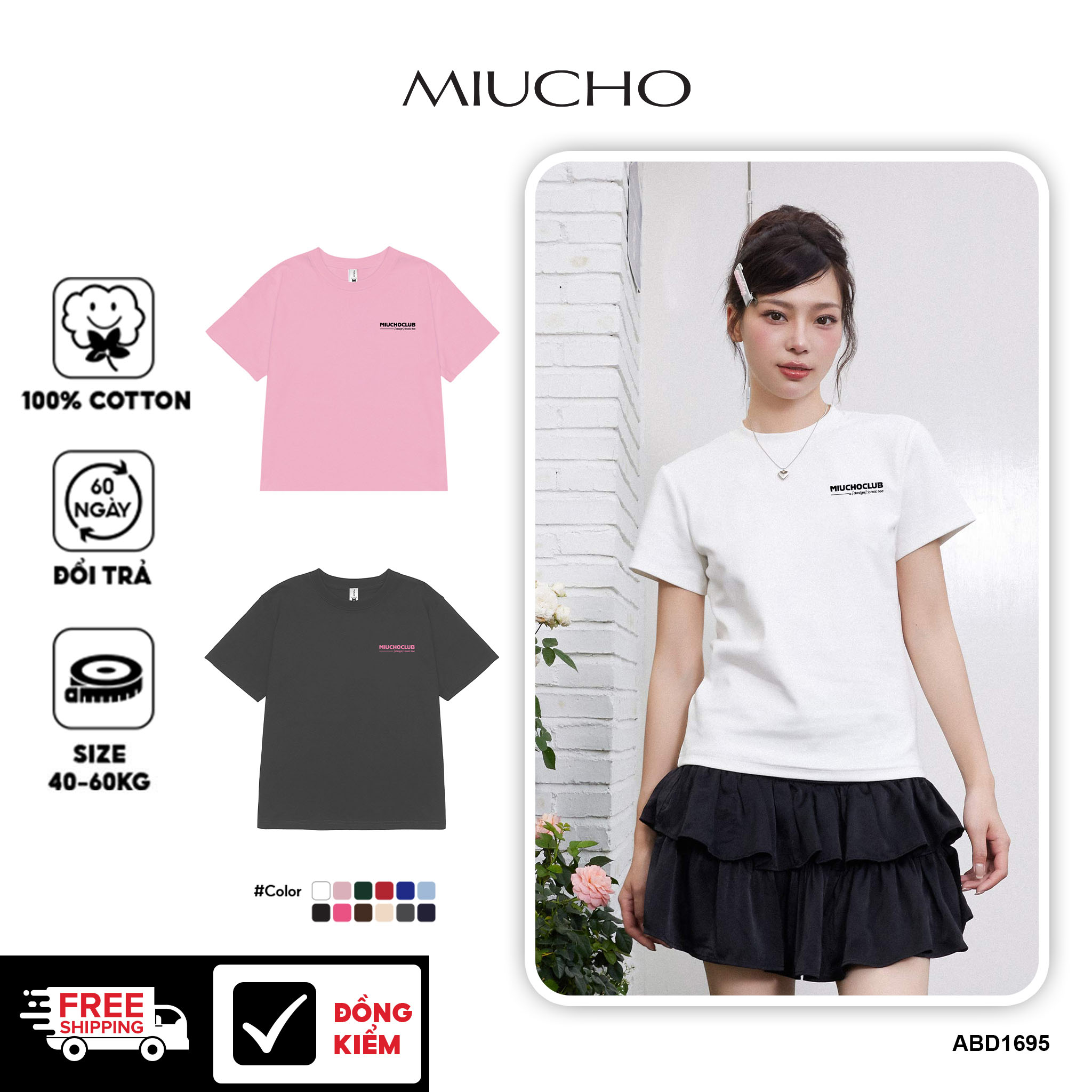 Áo baby tee ôm chất vải cotton co giãn 4 chiều thoáng mát ABD1695 Miucho in basic_thumbnail_1
