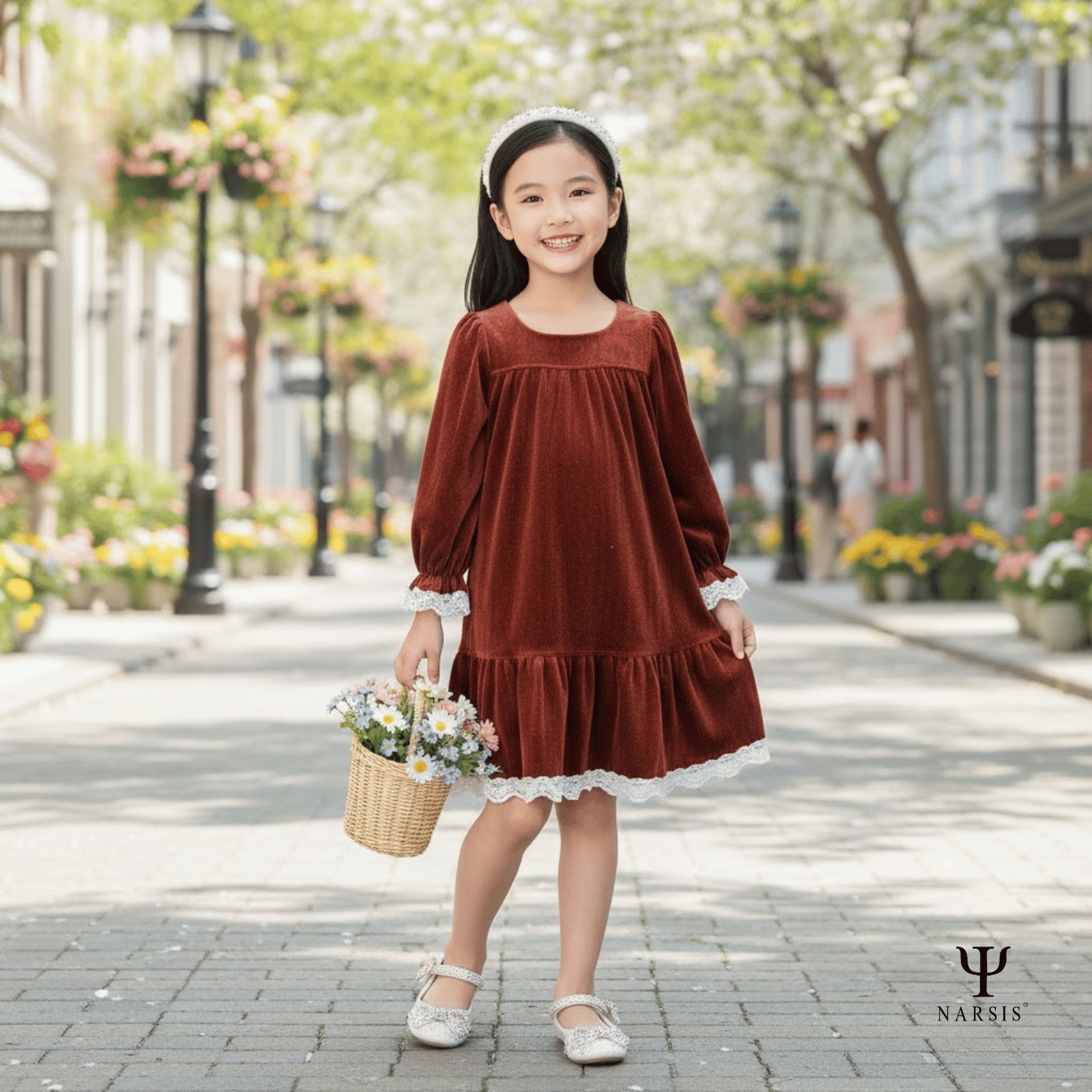 VÁY BÉ GÁI KB0021 NARSIS CHẤT LIỆU THOÁNG MÁT, DỄ CHỊU, THOẢI MÁI CẢ NGÀY, DỄ VẬN ĐỘNG_thumbnail_1