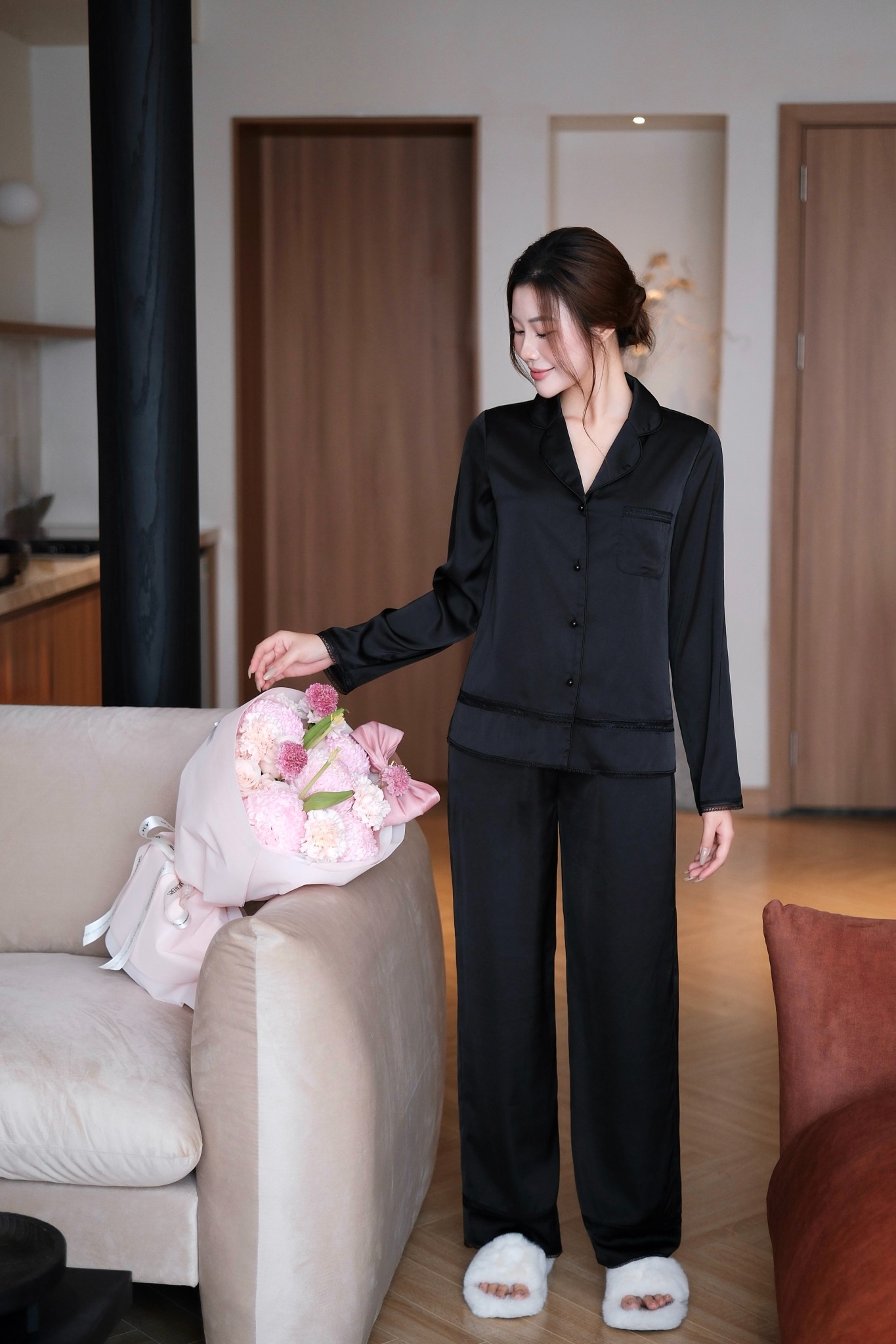 Bộ Lụa Áo Dài Tay, Quần Dài BN649