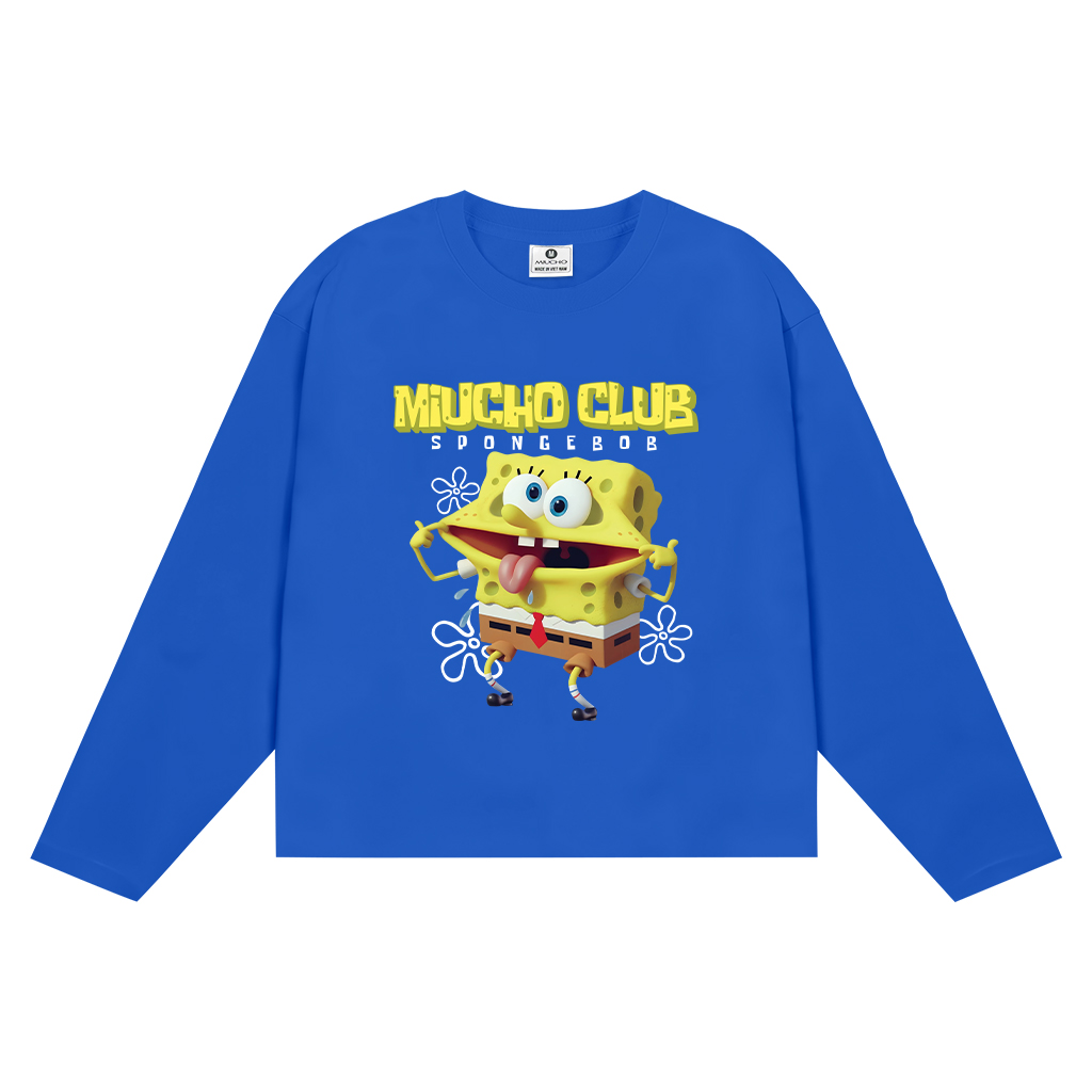 Áo thun boxy tay dài unisex in cartoon 2643 Miucho vải cotton thoáng mát chuẩn form dễ phối đồ