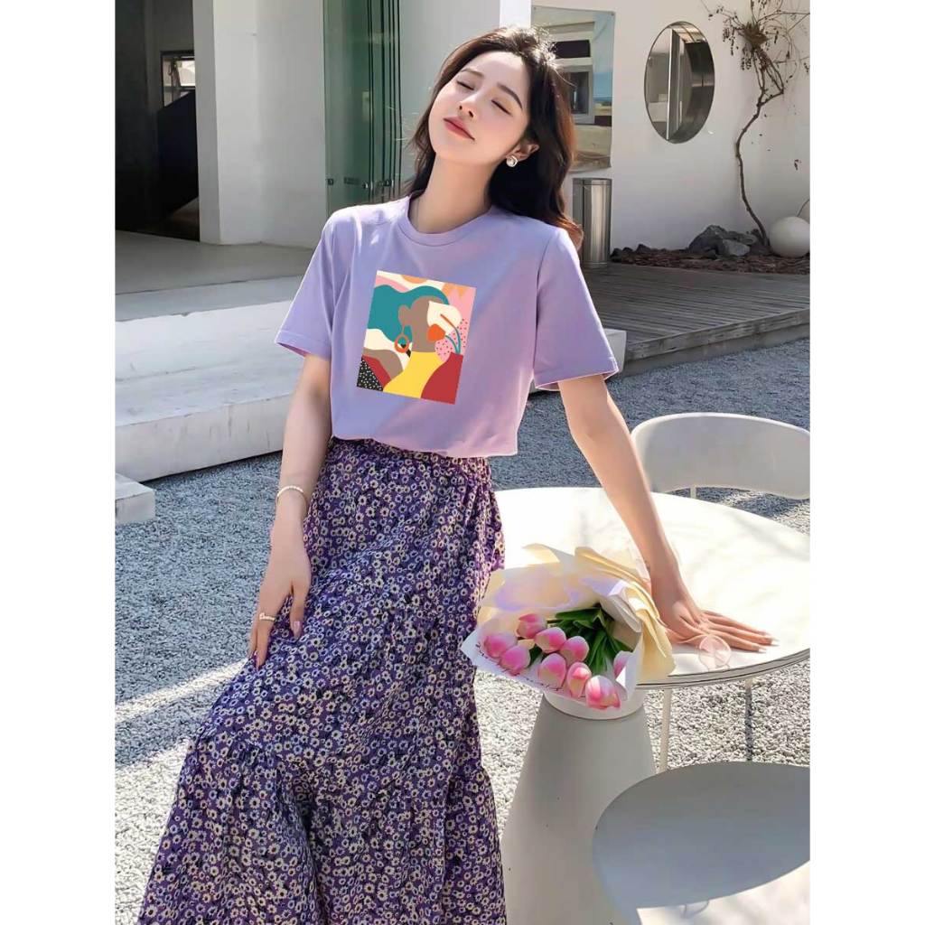 Áo thun nữ form vừa regular màu tím pastel cực xinh ARD1112 Miucho Chic in artwork_thumbnail_3