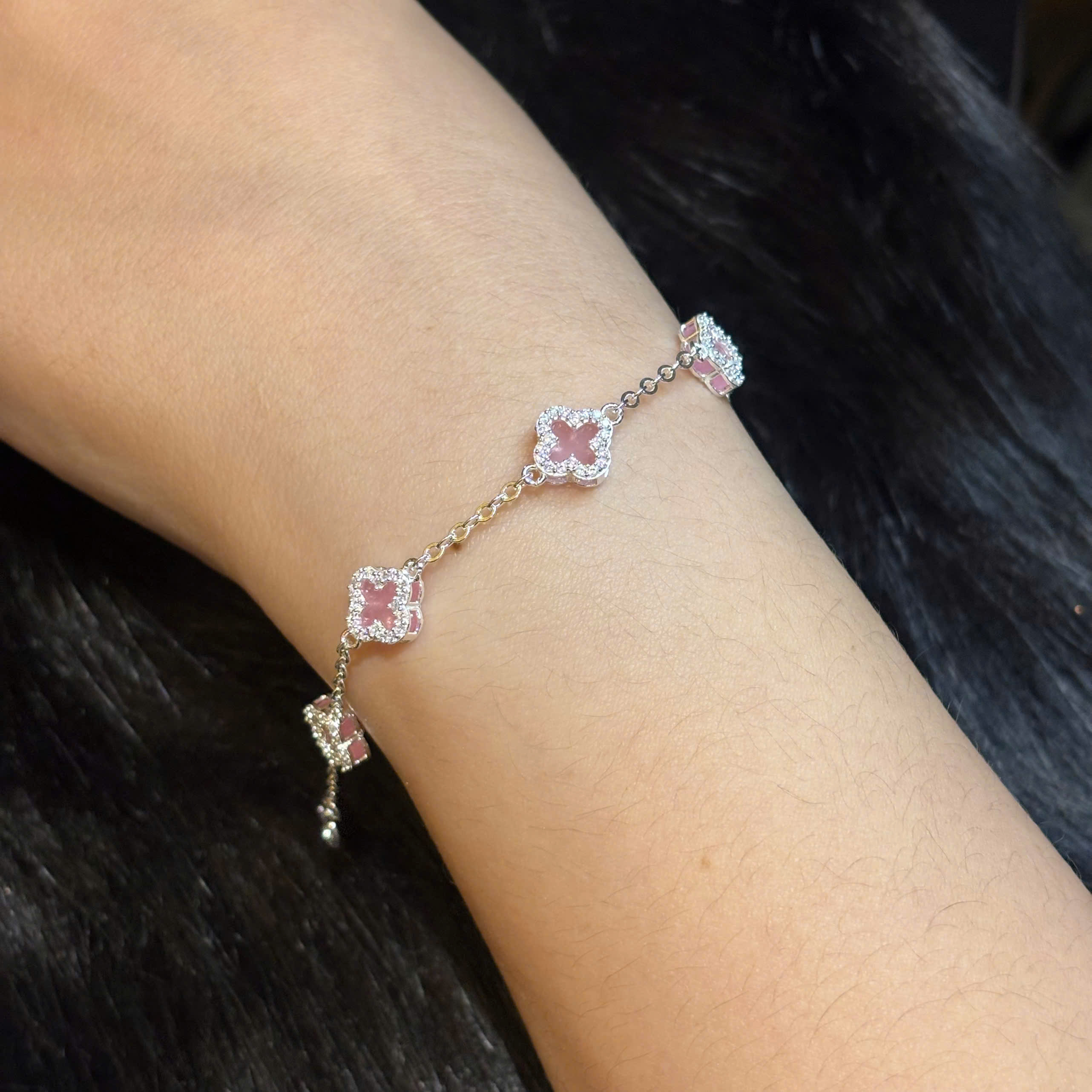 Vòng tay bạc xi kim Vancleef hồng_thumbnail_2