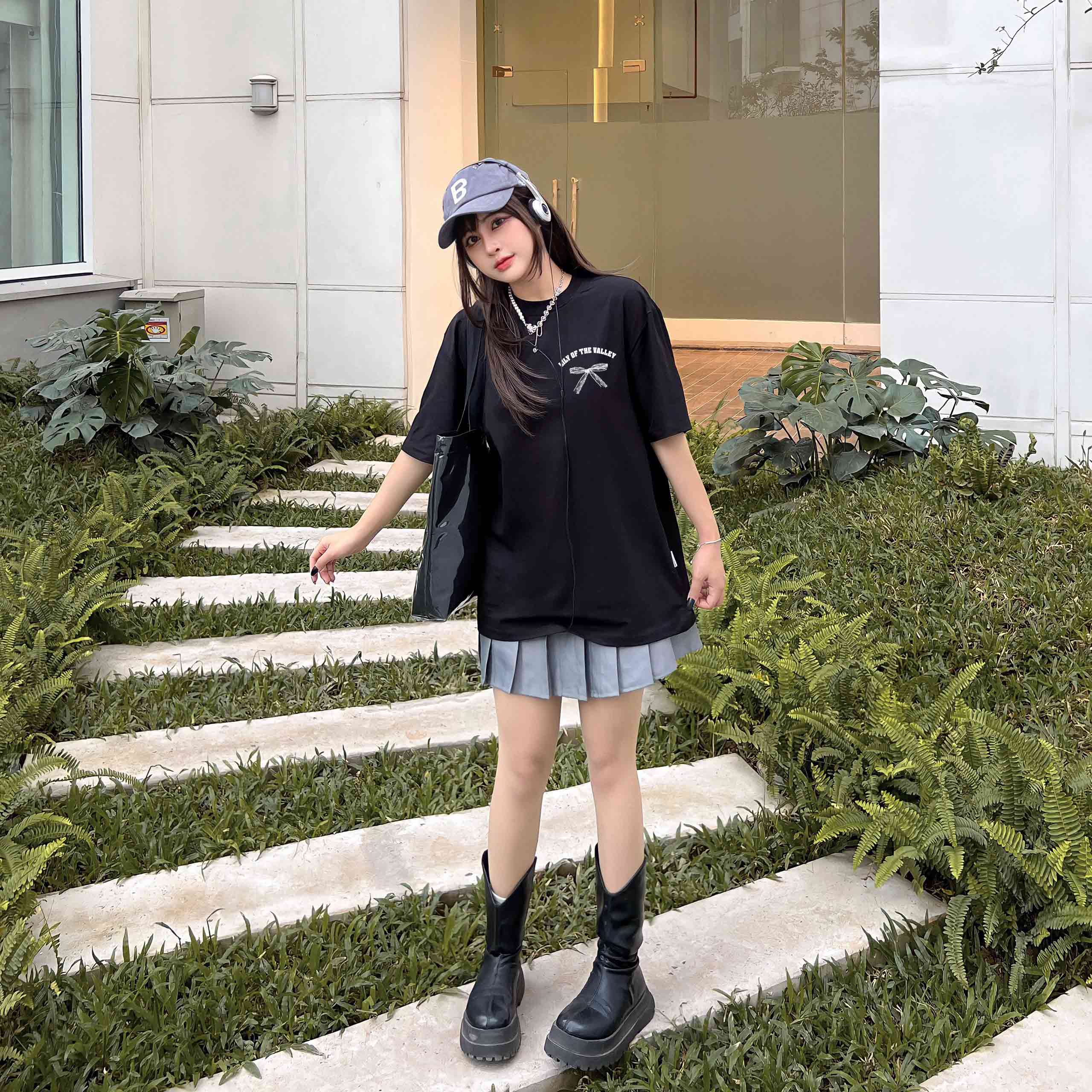 Áo thun hình nơ form rộng local brand ATD1250 Miucho tay ngắn cổ tròn in mix_thumbnail_6