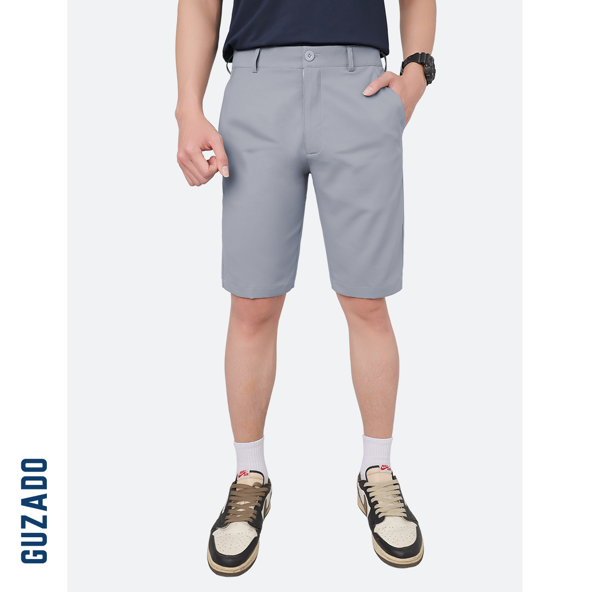 Quần Short Tây Âu Nam GUZADO Kaki Giữ Form Cạp Cúc GSR15_thumbnail_13