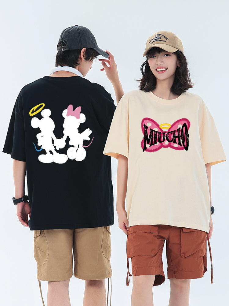 Áo thun cặp đôi couple nhà chuột from rộng ATD1339 Miucho vải cotton thoáng mát cổ tròn in mix_thumbnail_6