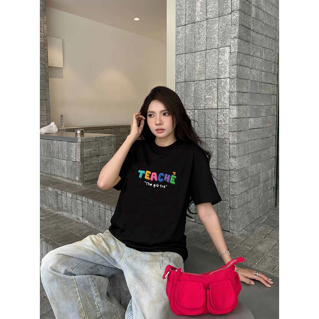 Áo thun unisex form rộng Miucho Club chất vải mềm mại thoáng mát in chữ basic Thợ giữ trẻ 2858_thumbnail_3