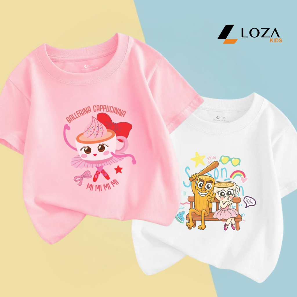 Áo thun cộc tay bé gái hình Tung Tung Tung Sahur, Ballerina Cappuccina - Loza Kids CA010_thumbnail_1