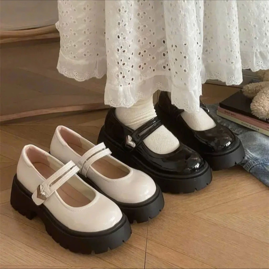 Giày LoLita Búp Bê Nữ Quai Dán Hình Trái Tim Đế Cao 5cm_thumbnail_3