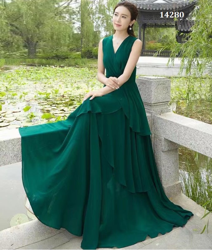 Đầm maxi sát nách tà đắp chéo ( voan ,llót)FREESHIP - 12480_thumbnail_1