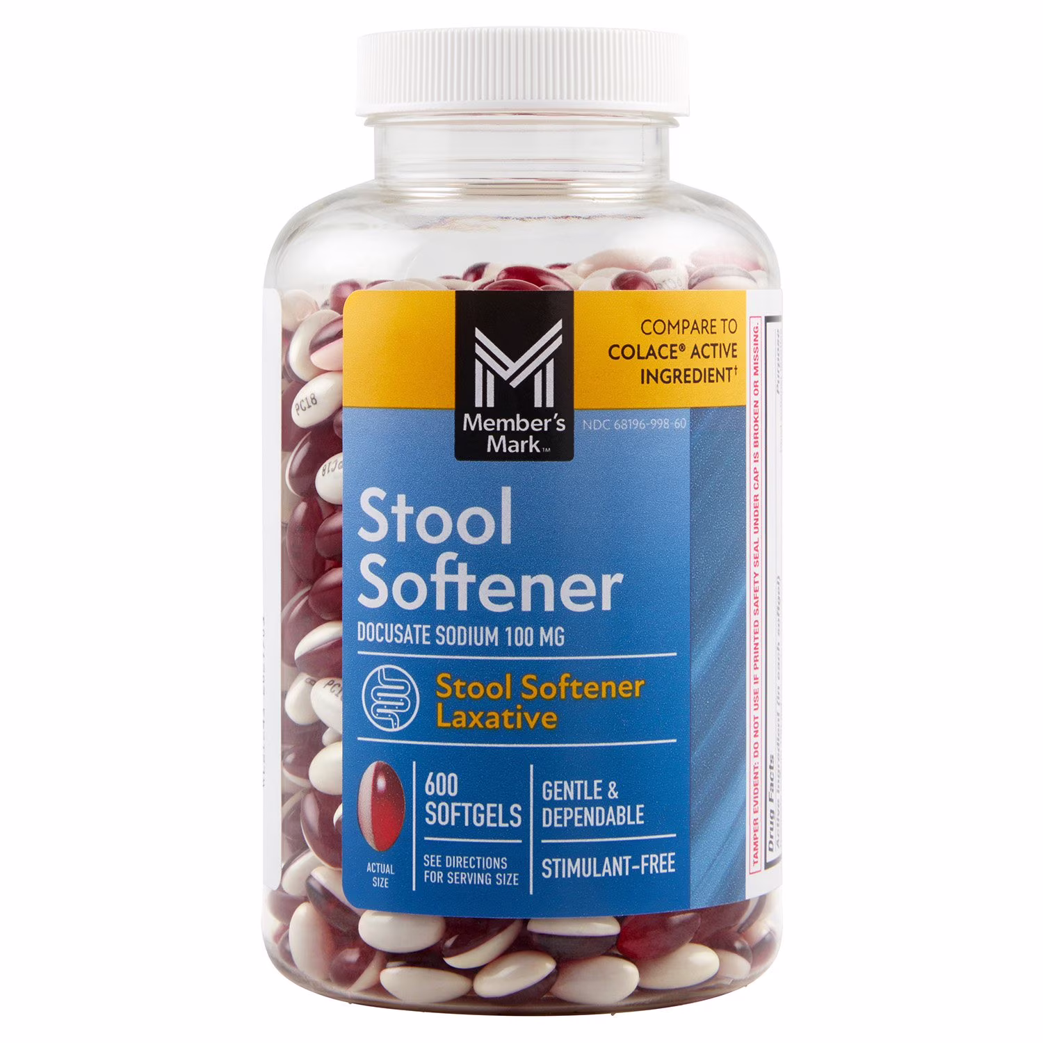Viên Uống Hỗ trợ Giảm Táo Bón Member's Mark Stool Softener - Hộp 600 viên
