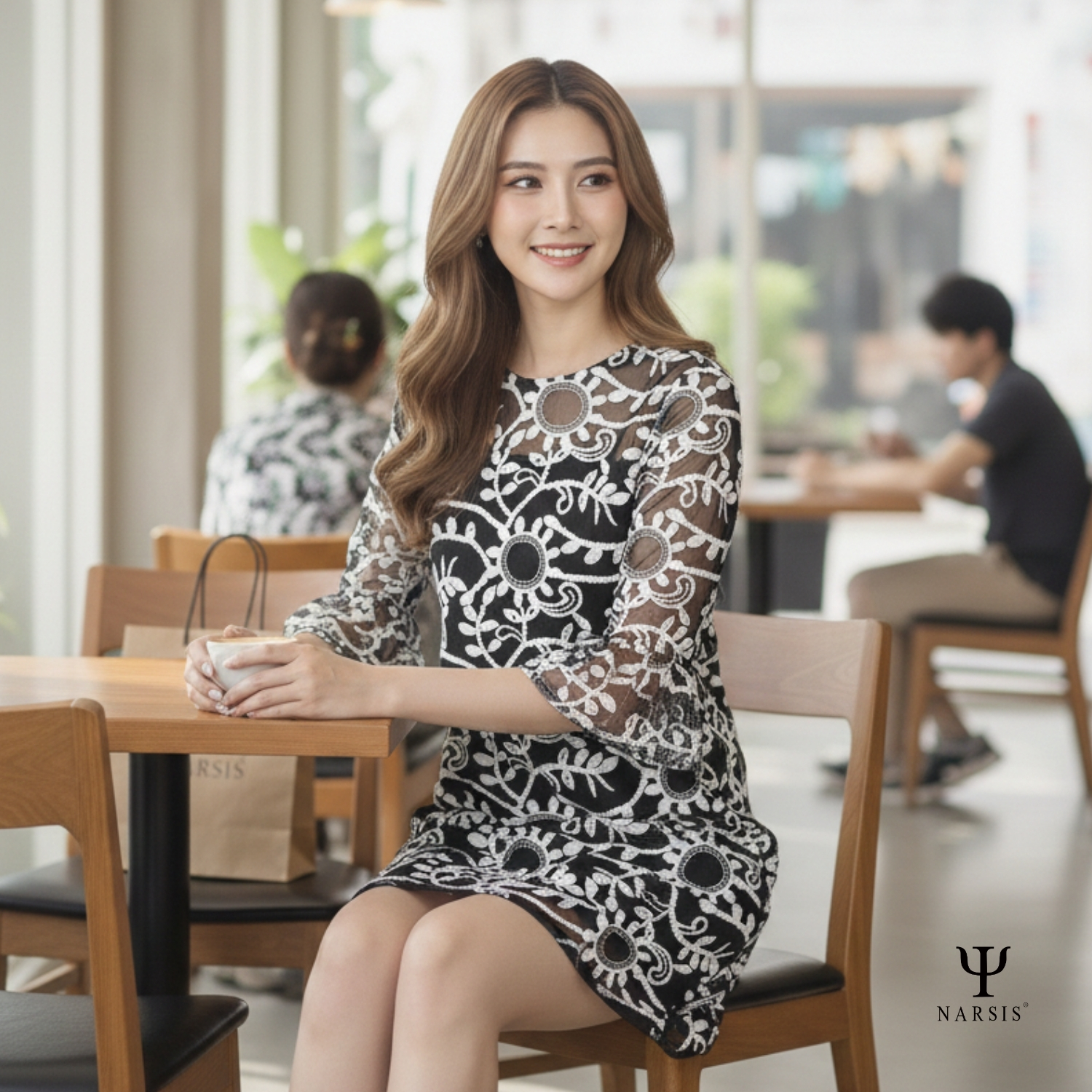 VÁY NỮ B9005 NARSIS VẢI REN THOÁNG MÁT, SANG TRỌNG, PHONG CÁCH THANH LỊCH, TINH TẾ_thumbnail_3