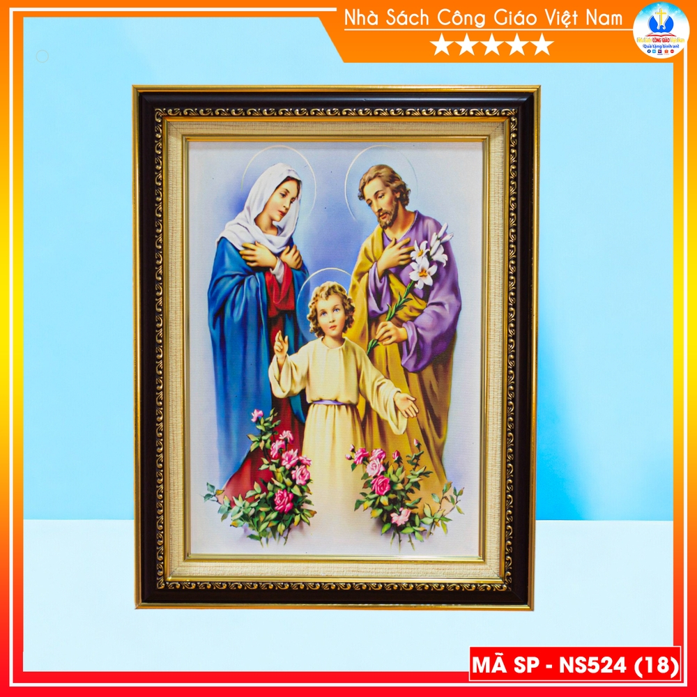 Tranh Canvas cao cấp Gia Đình Thánh Gia mẫu 7 - Quà tặng Công Giáo - In hình theo yêu cầu - NS524-7_thumbnail_0
