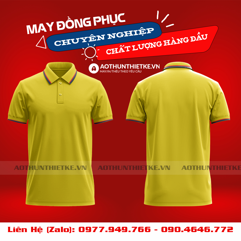 Áo Đồng Phục Polo 2 Sọc Vàng Nghệ_thumbnail_0