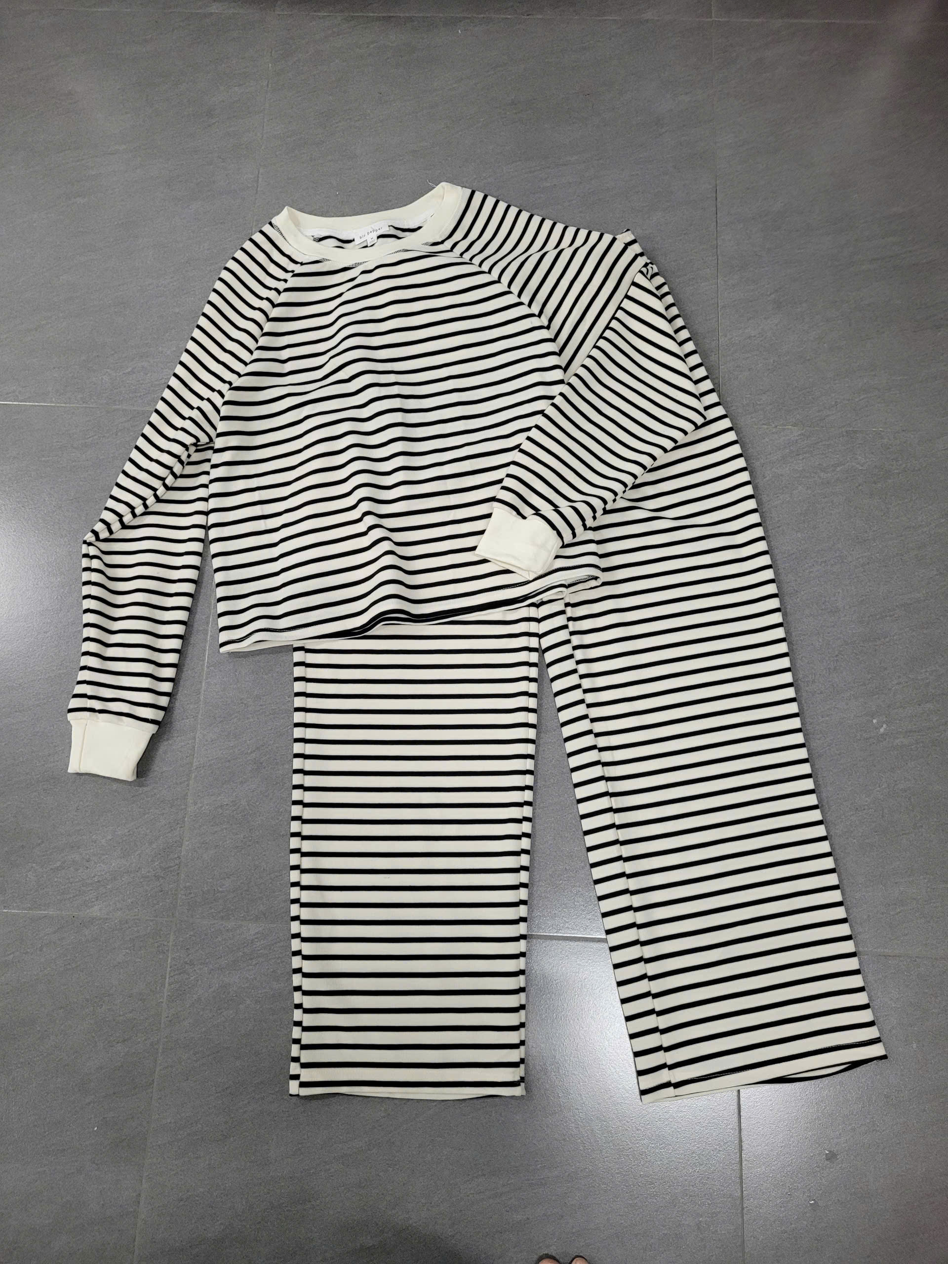 Set áo tay dài + quần phối sọc ( NÂU )_thumbnail_2