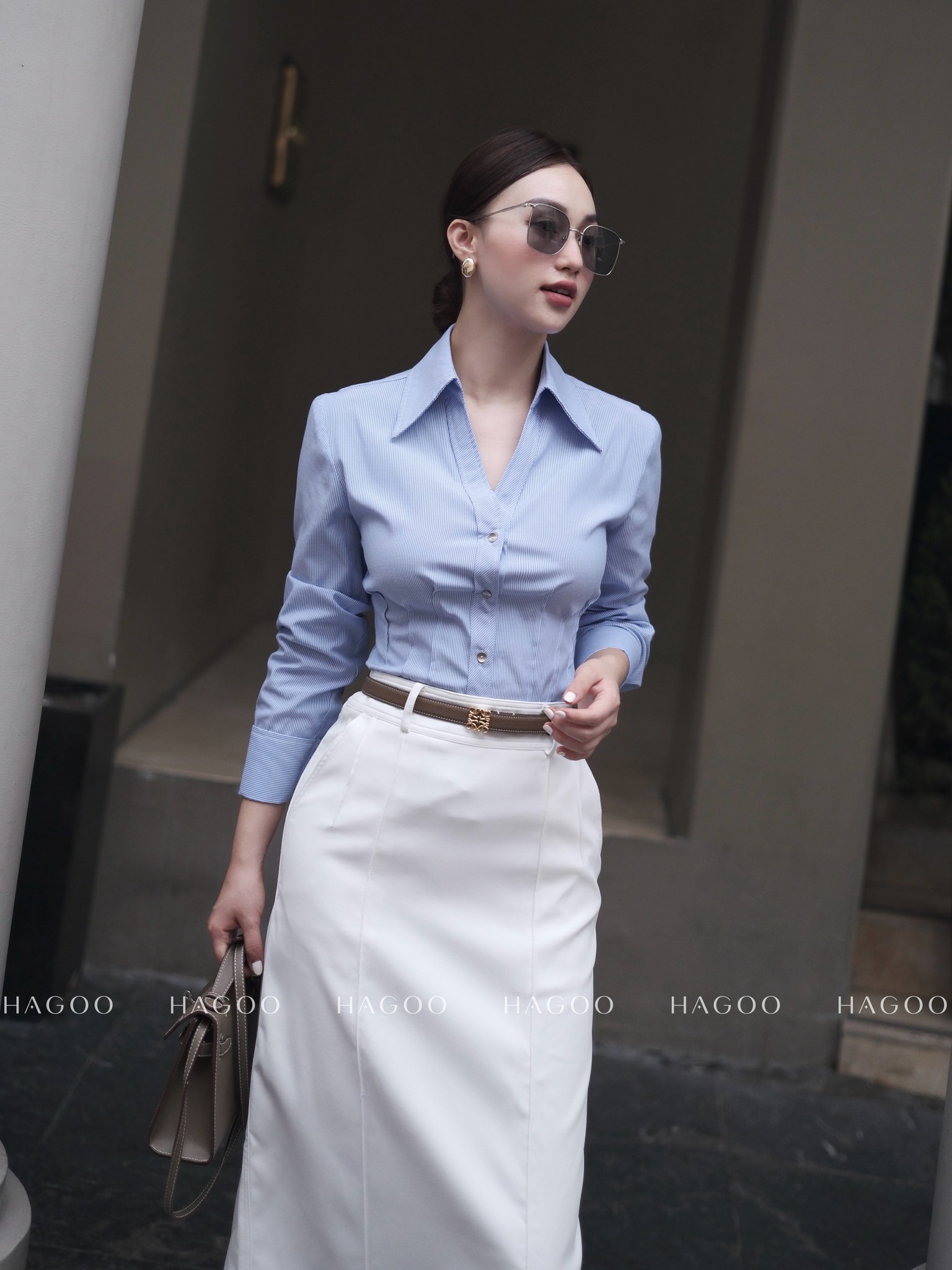 Áo sơ mi chiết ly eo HAGOO_thumbnail_5