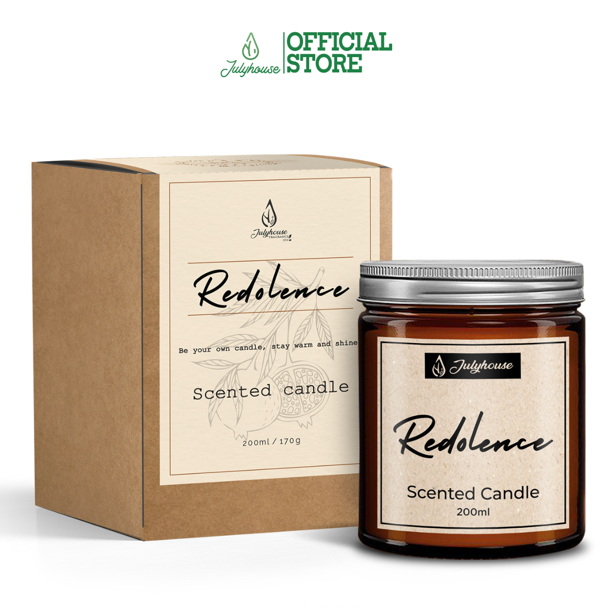 Nến thơm Tinh dầu Redolence Julyhouse 100ml/200ml an toàn không khói, hương thơm thư giãn dễ chịu