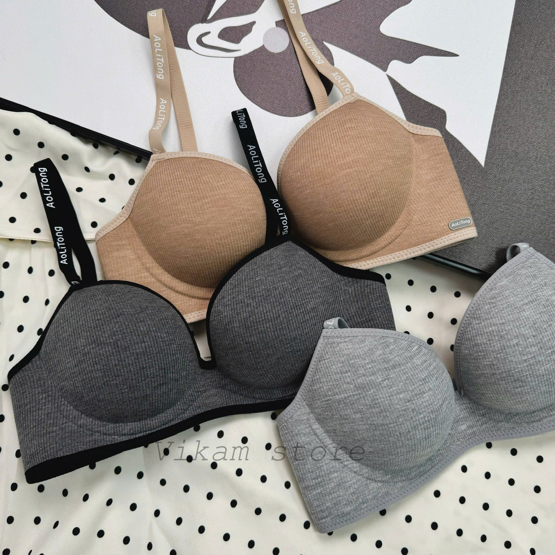 [Mã B60] Lót Nữ Su Cotton Mút 1cm Mềm Mại Thoáng Mát Vòng 1 Vikam_thumbnail_1