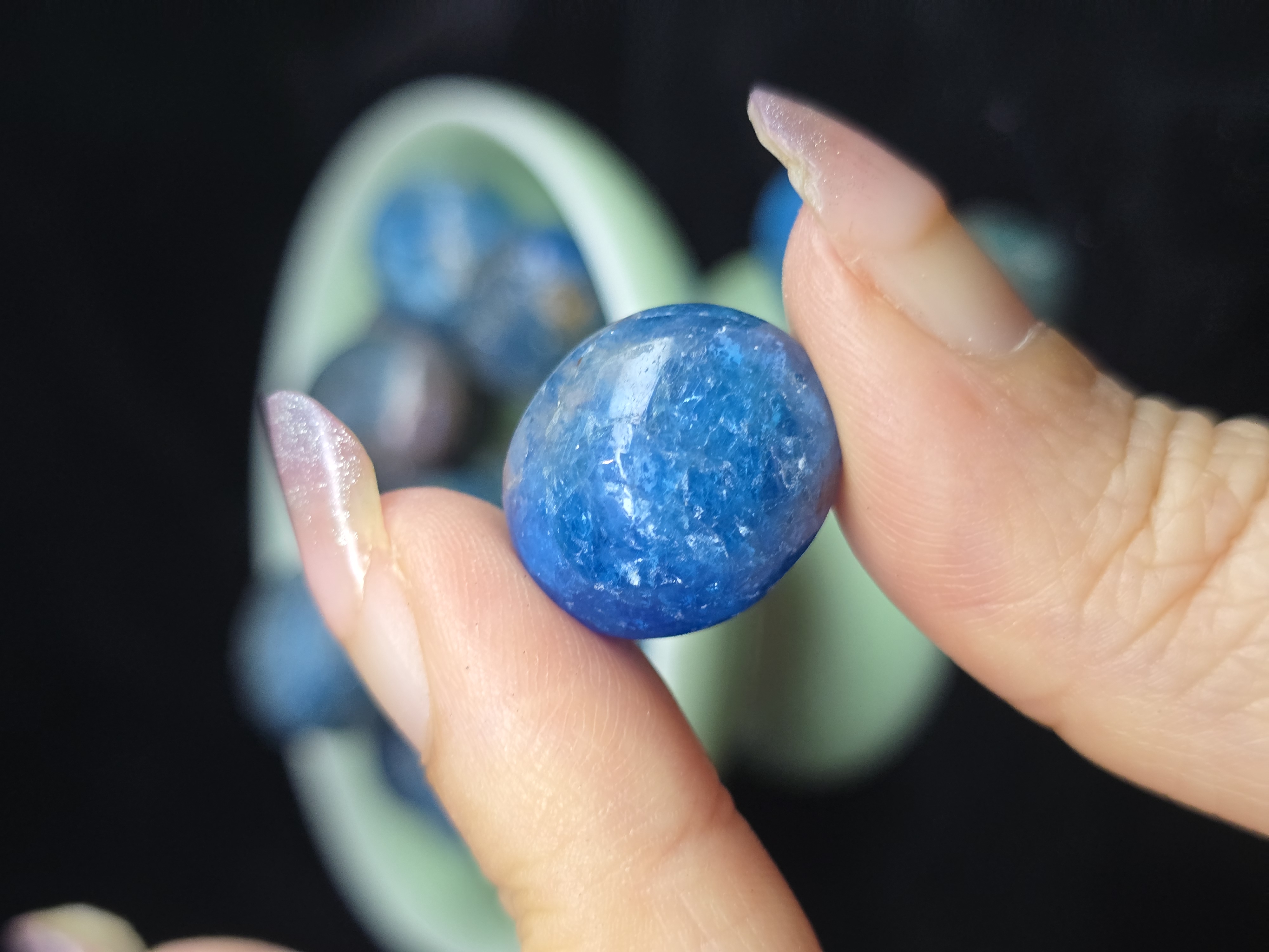 Đá cuội đã mài bóng / Tumbled Blue Apatite size 1 - 2cm/viên LOẠI HIGH QUALITY_thumbnail_2