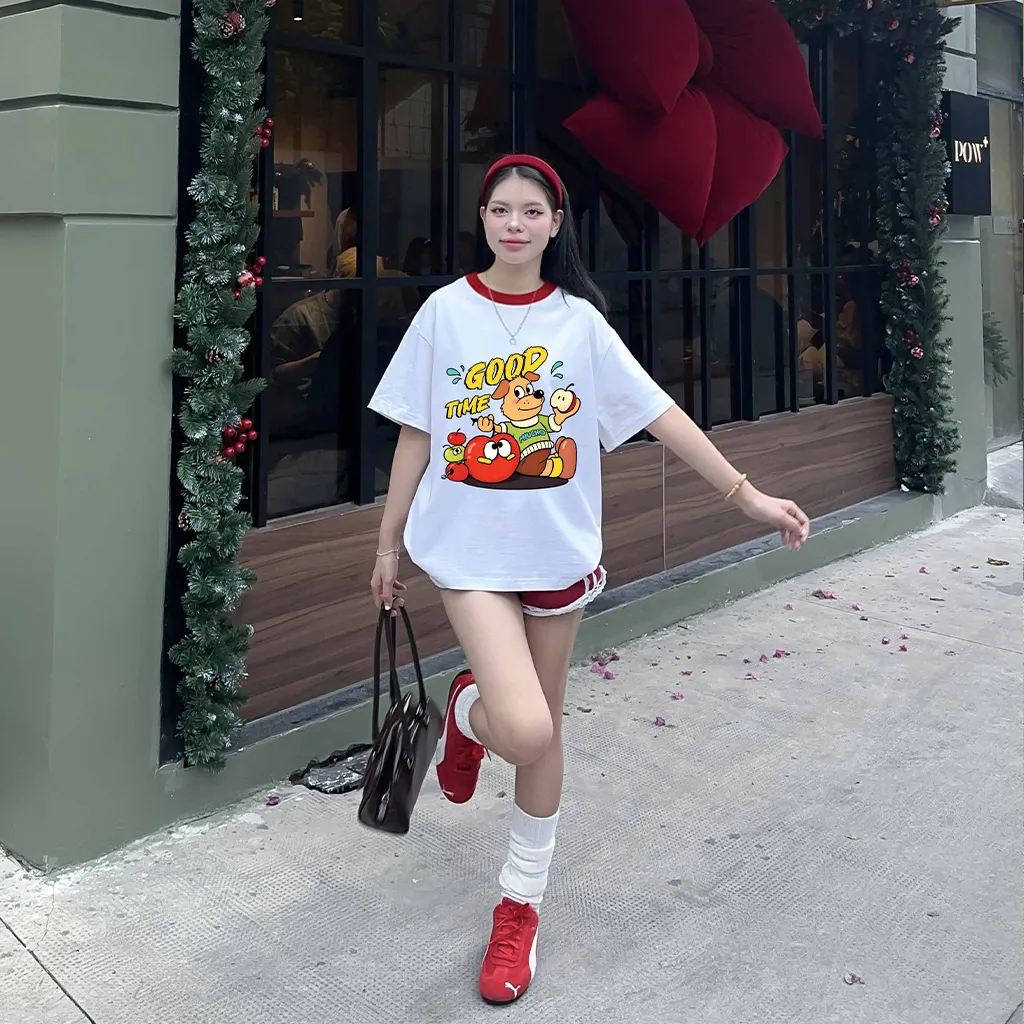 Áo thun boxy phối cổ Gấu táo đỏ Miucho 3153_thumbnail_3