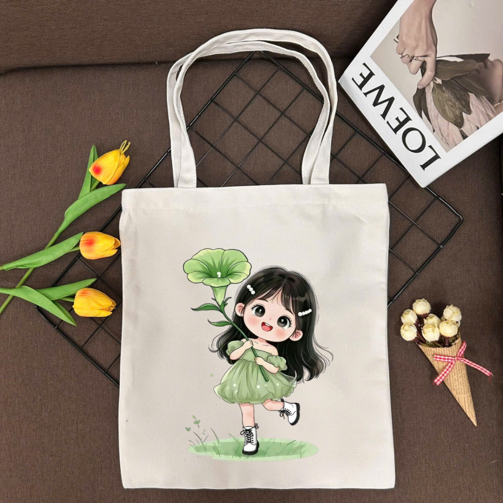 Túi tote vải canvas hình cô gái hottrend, đeo vai, có khoá kéo và ngăn phụ WE TEE - WTU04_thumbnail_17