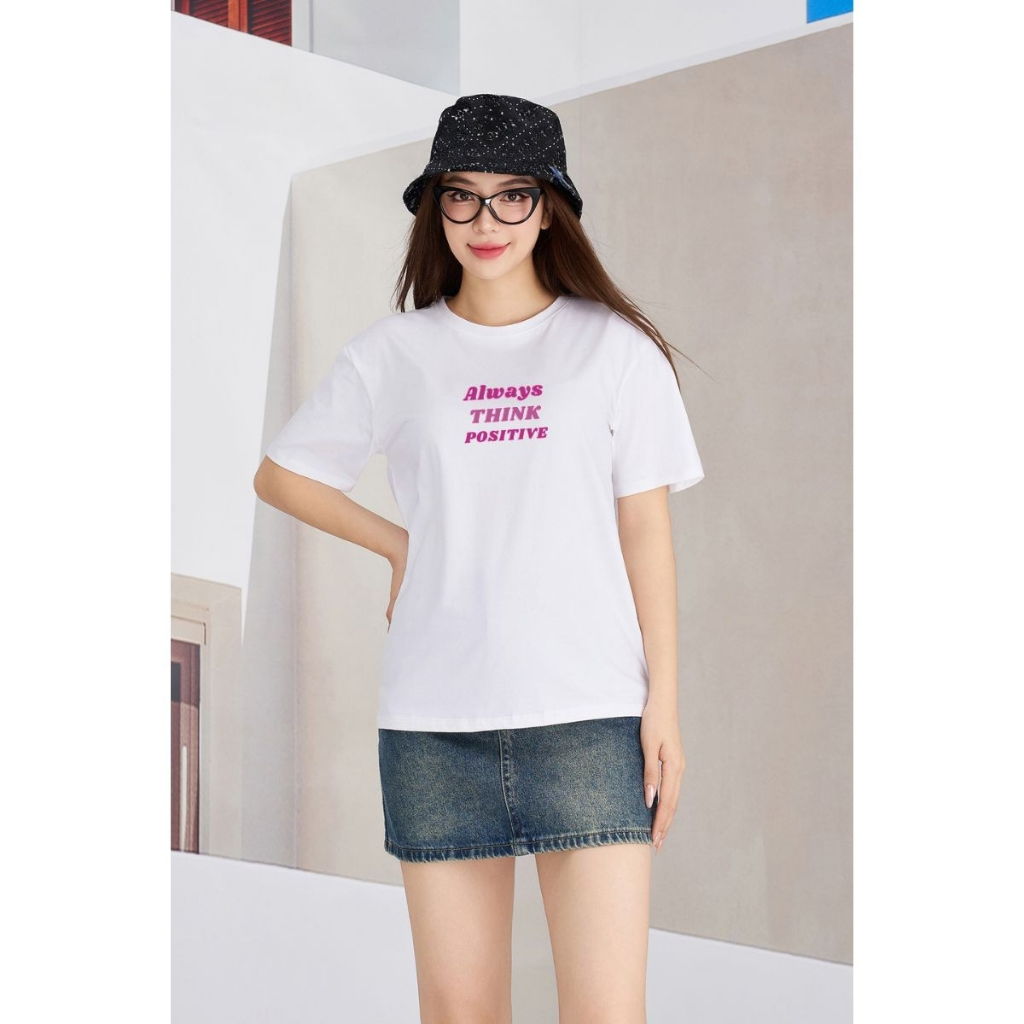 [Form Rộng] Áo thun nữ in chữ 'Always think Positive' - LOZA RT8160