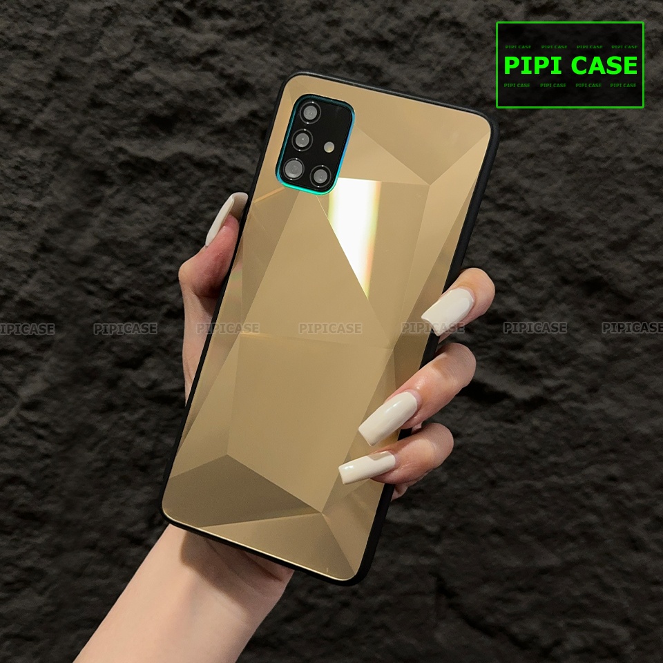 Ốp Lưng Samsung A71 - Kim Cương 6D - Vàng