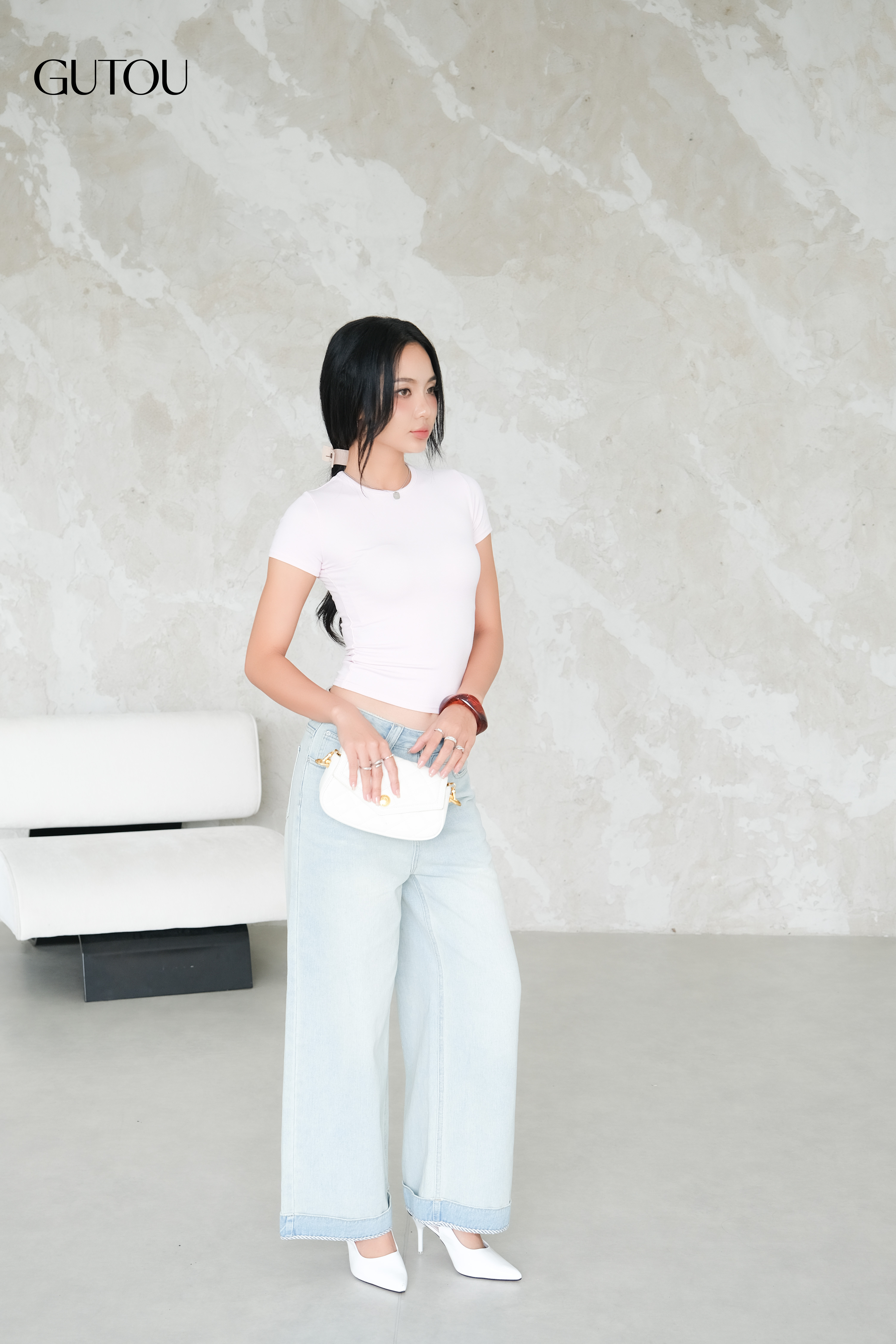 [ GUTOU ] Quần Jean Suông Wash Sáng Lai Lật_thumbnail_2