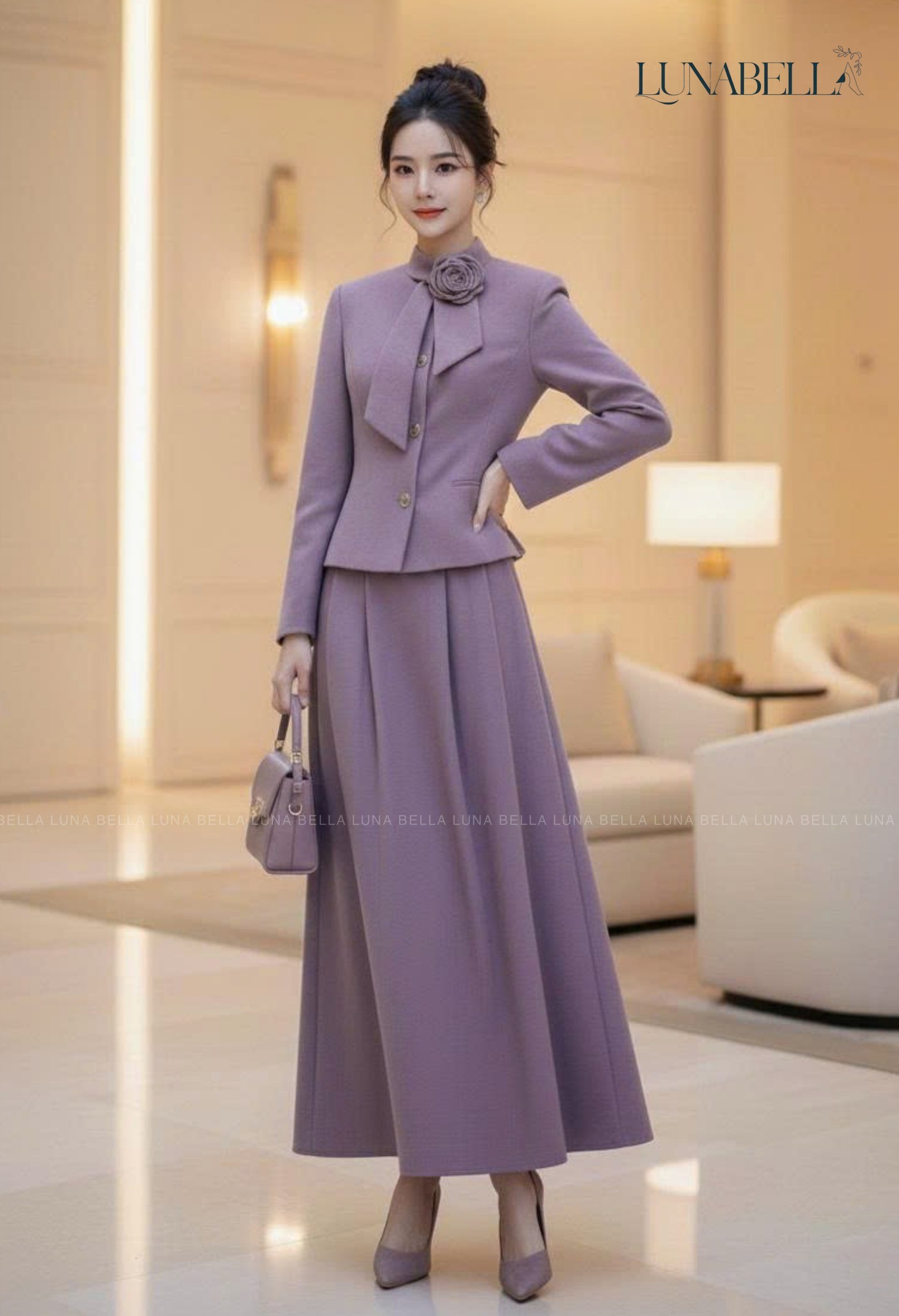 Chân đầm chữ A SELA màu TÍM