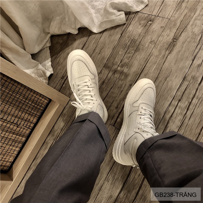 GB238 - Bốt Martin Nam Da Heo Trắng Phong Cách Thường Ngày Đế Bệt Thoáng Khí