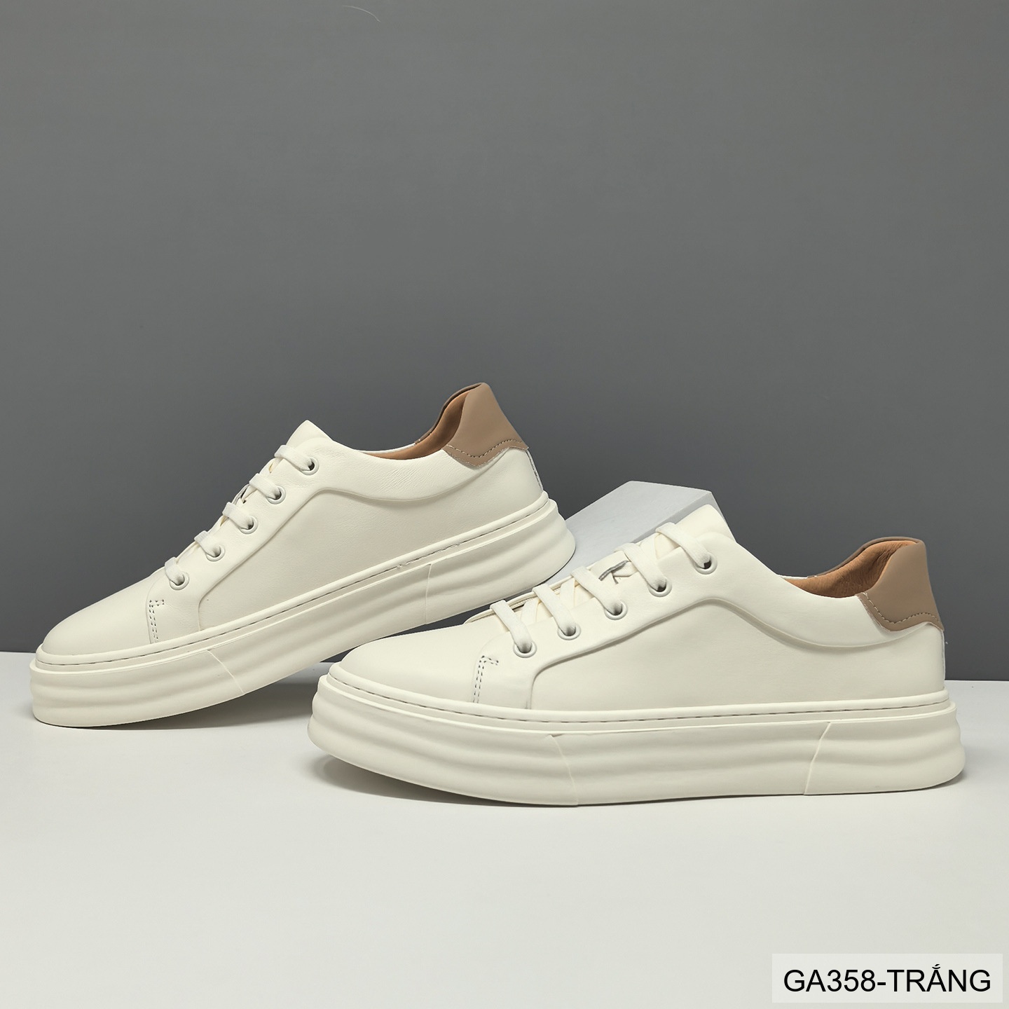 GA358 - Giày Sneaker Nam Đế Dày Phong Cách Hàn Quốc Da Bò Thoáng Khí