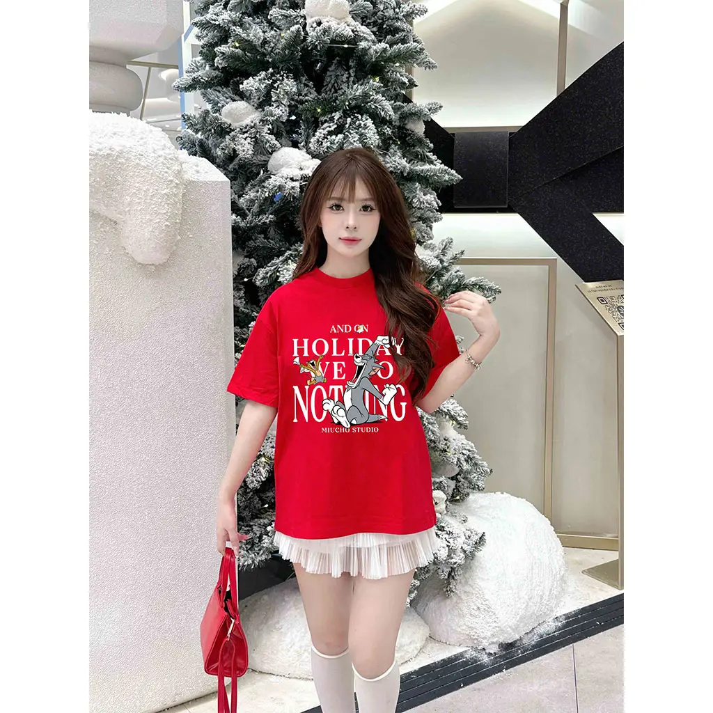 Áo thun Tết form boxy nam nữ Miucho vải mềm mại thấm hút tốt y2k Tom & Jerry 2951_thumbnail_6