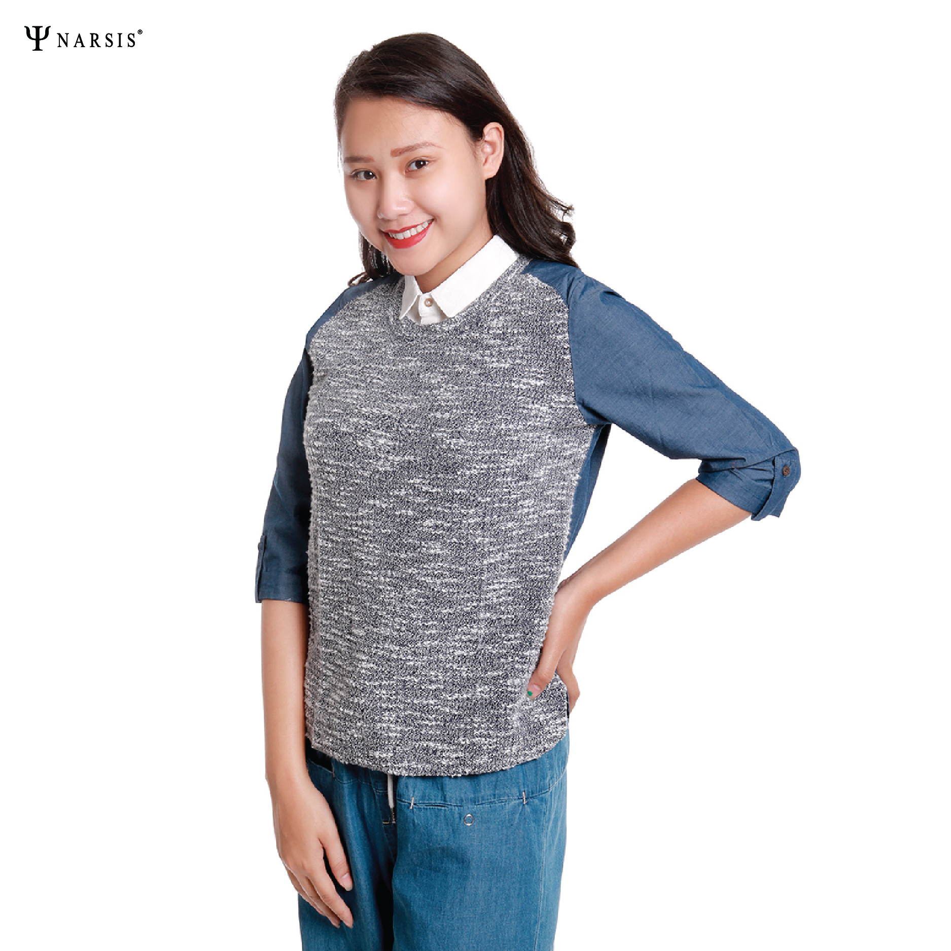 CỔ ÁO SƠ MI GIẢ NỮ - TRẮNG L9009 NARSIS CHẤT LIỆU THOÁNG MÁT, DỄ CHỊU, THOẢI MÁI CẢ NGÀY, DỄ VẬN ..._thumbnail_2