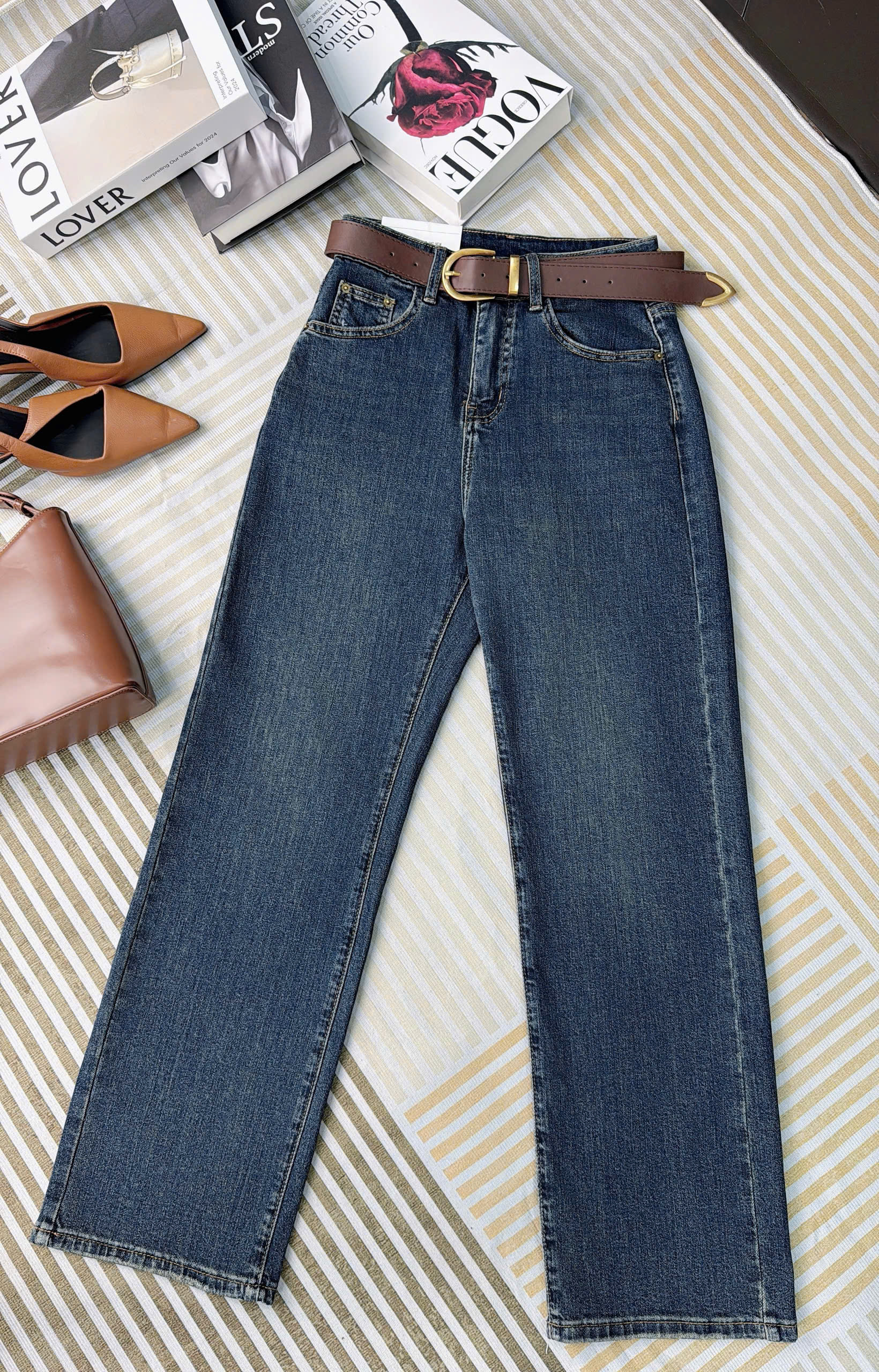 Quần Jean Suông Tặng Kèm Đai