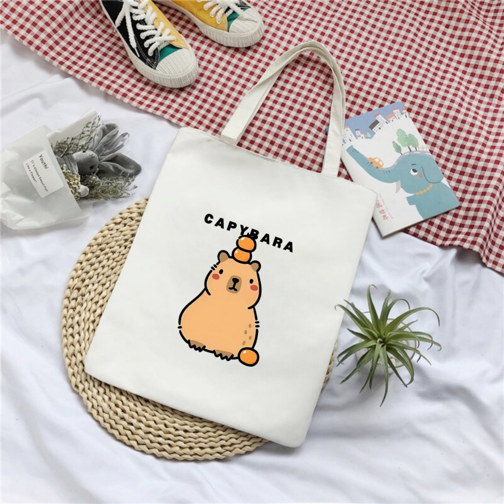 Túi tote in hình Capybara có túi phụ- Túi vải canvas kích thước 33x37cm đựng vừa A4 và laptop - TOTE05_thumbnail_10