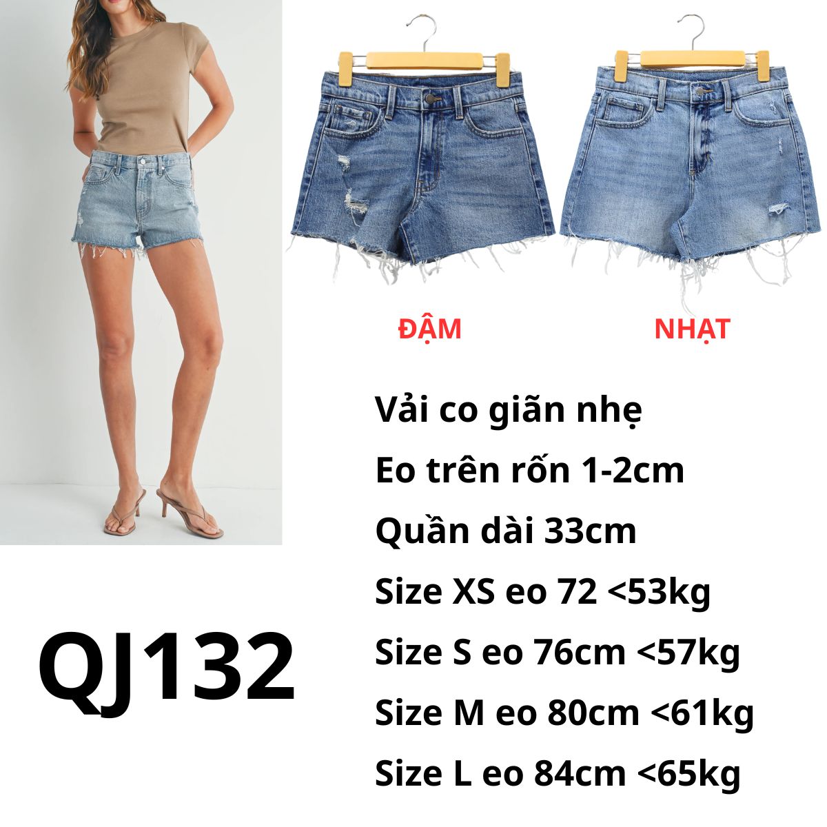 QJ132- ĐÙI JEANS- CẮT LAI XƯỚC