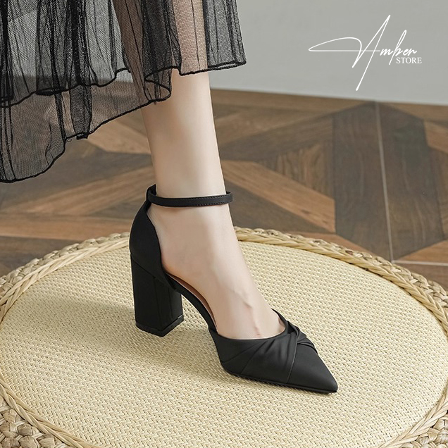 Giày Cao Gót Nữ Gót Vuông Bít Mũi Xoắn Nơ – CG18_thumbnail_4