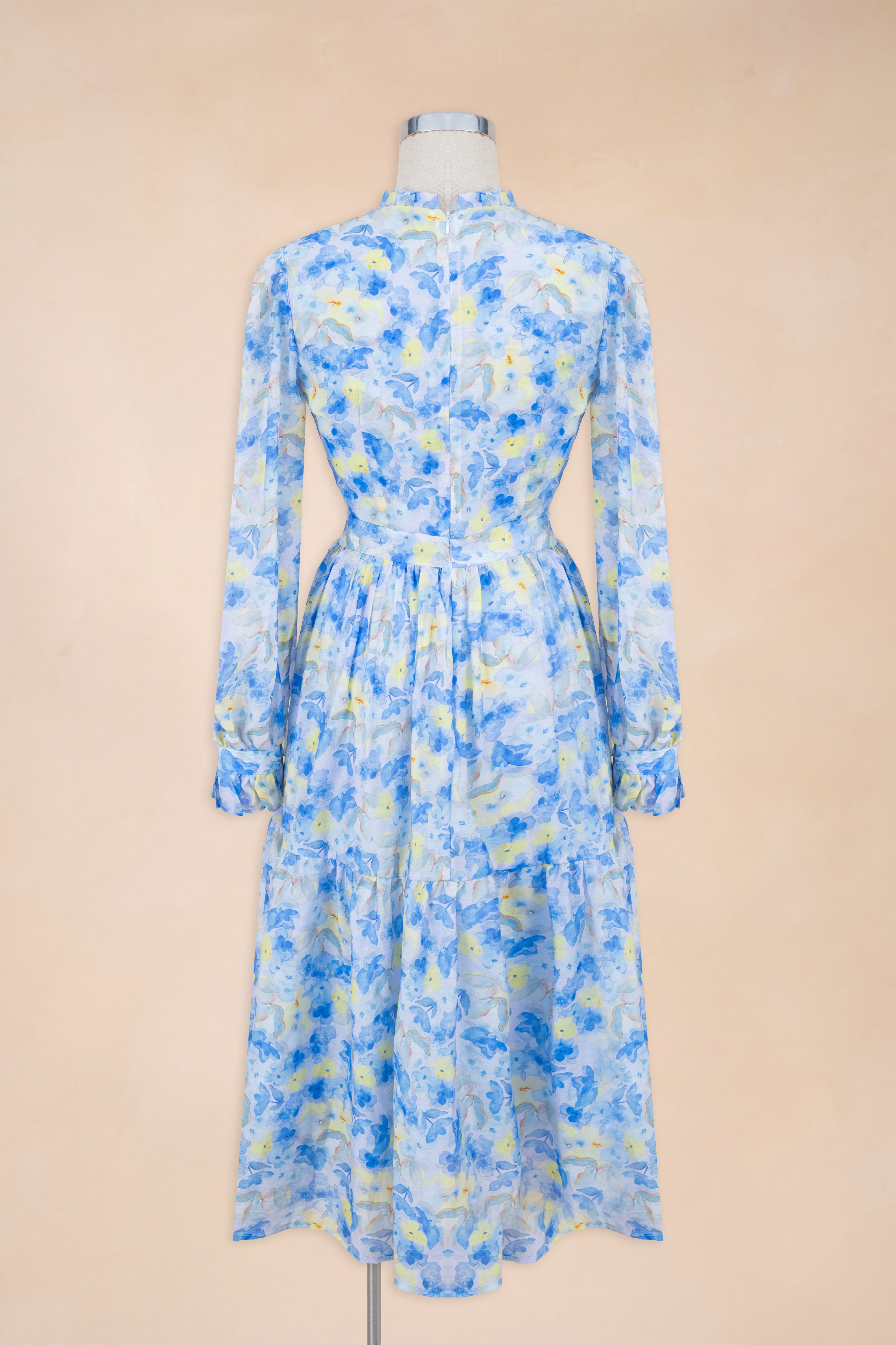 Đầm Hoa Xoè Cổ Bèo Nhún