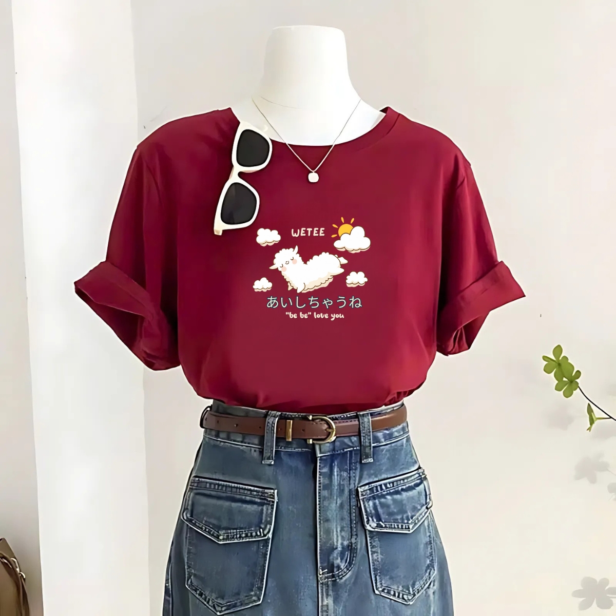 Áo thun nữ hình Alpaca Cừu be be love you local brand We Tee dáng oversize rộng - WU0981