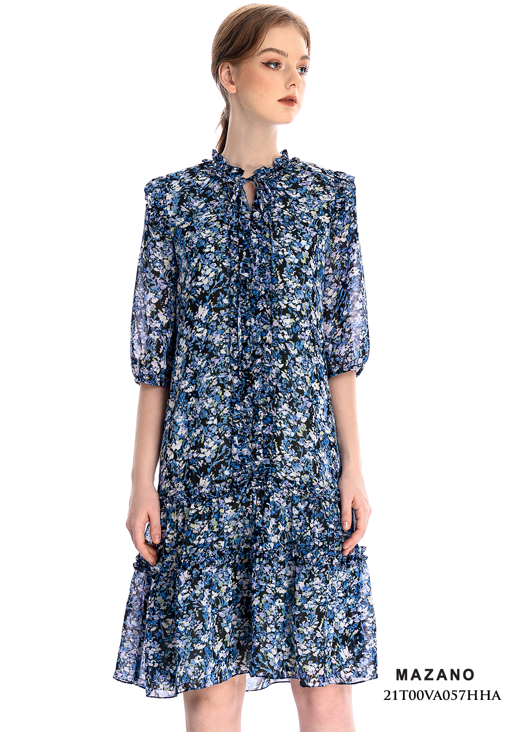 Đầm suông xanh họa tiết chân bèo_thumbnail_3