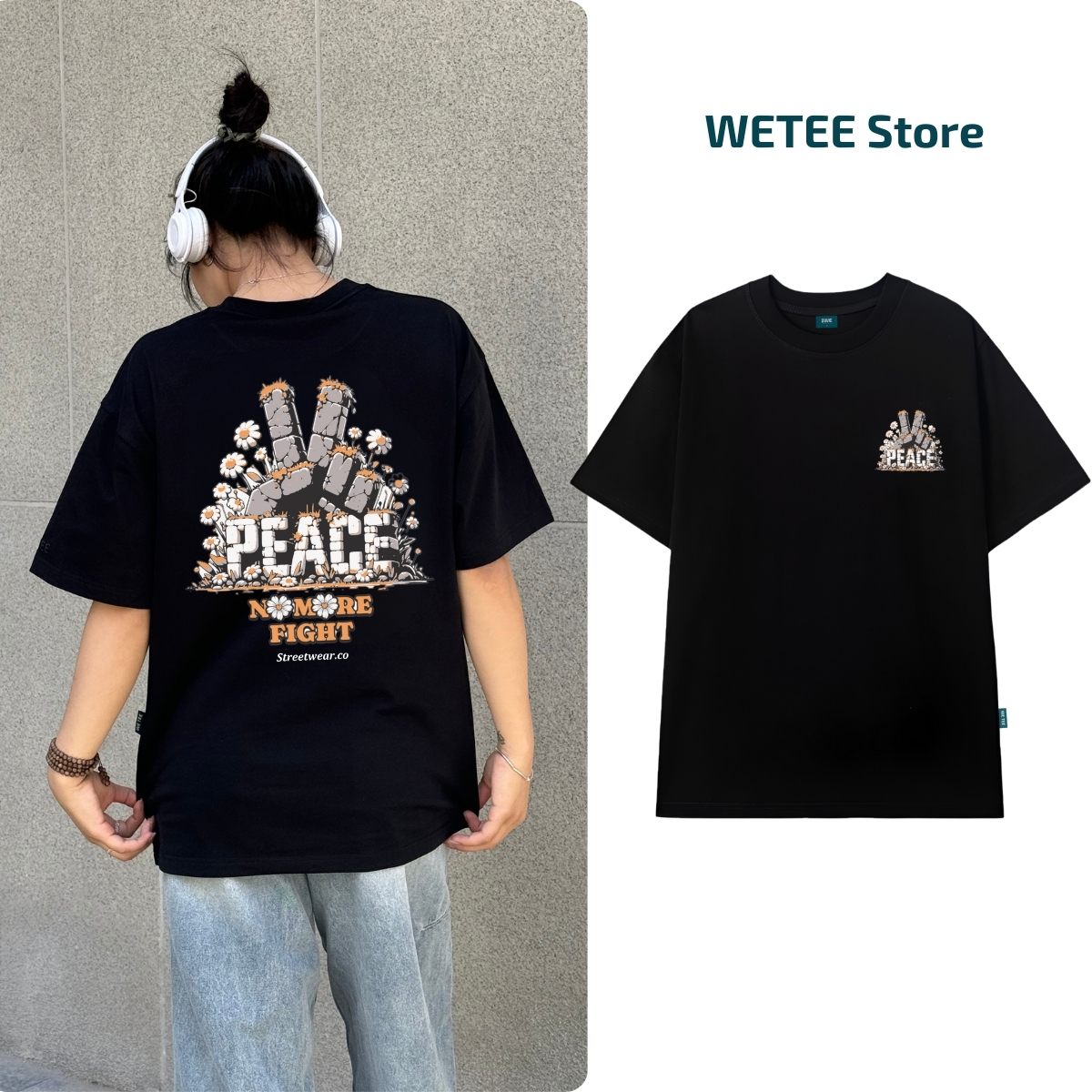 Áo thun unisex nam nữ Peace No More Fight local brand 𝐖𝐞 𝐓𝐞𝐞 - WU0891