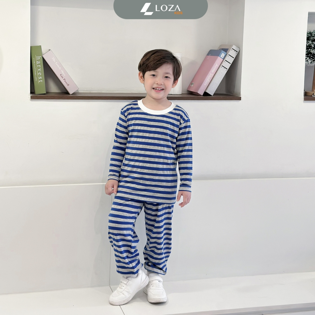 Bộ thun dài tay họa tiết kẻ ngang cho bé trai - Loza Kids TK001_thumbnail_3