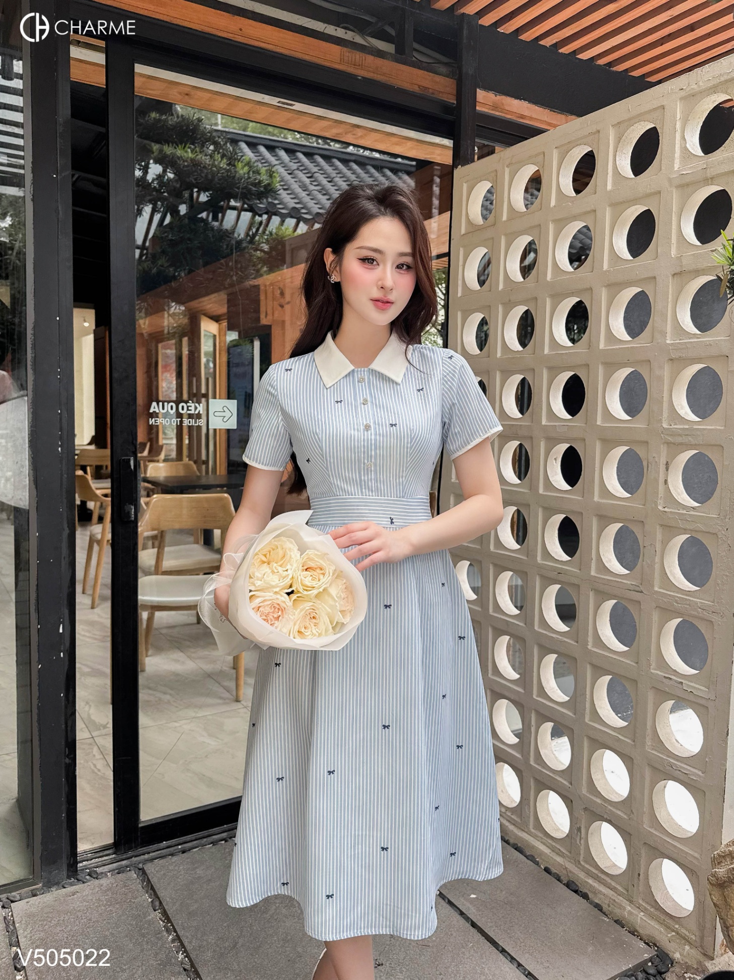 Váy sơ mi cố phối dáng dài