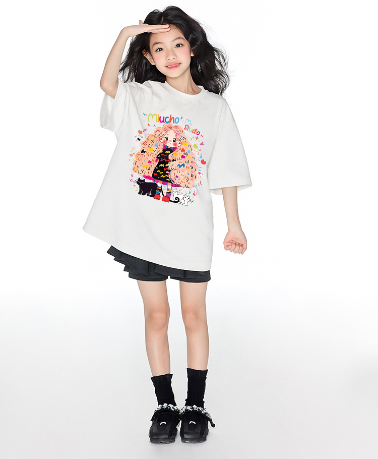 Áo thun bé gái form rộng chất vải cotton thoáng mát AED1544 Miucho Kid in artwork_thumbnail_4