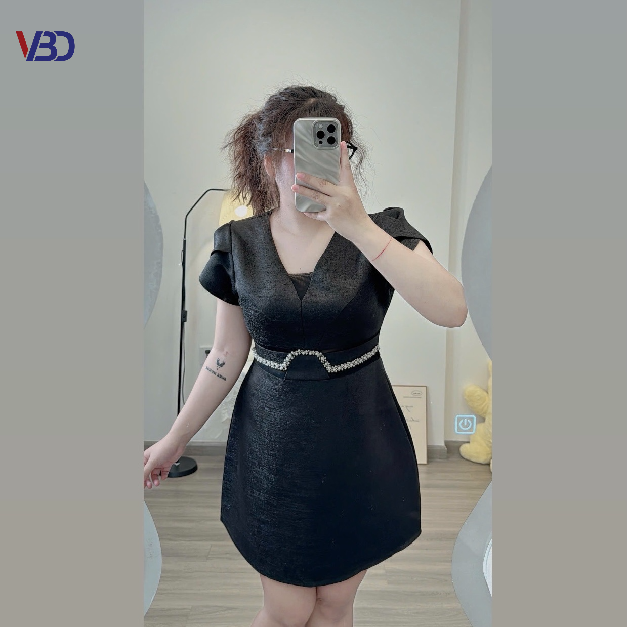 Đầm kiểu khoét eo phối lưới kiểu bigsize DA134 dành cho nàng béo mập từ 55-95kg_thumbnail_4