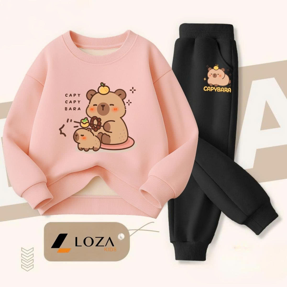 Bộ nỉ bé gái, bé trai hình 2 con Capybara - Loza Kids BI485_thumbnail_4